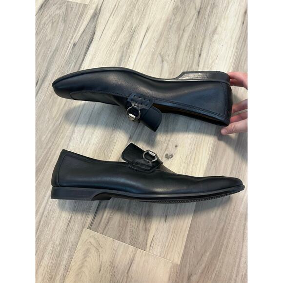 Magnanni Bit Black Leather Loafers Size 11 US Naza Bit Dress Shoes Silver Bit main image 5